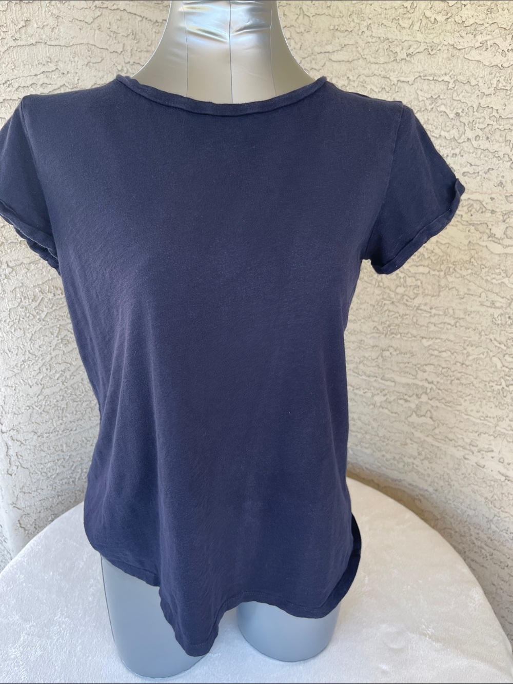 Loft Classic Navy Crewneck Women's Tee 100% cotton rolled sleeves